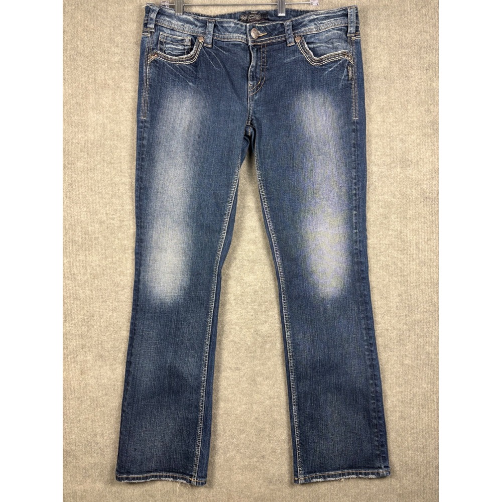Silver Jeans Co Aiko Straight Leg Jeans Mid‎ Rise 36x33 Blue Medium Wash